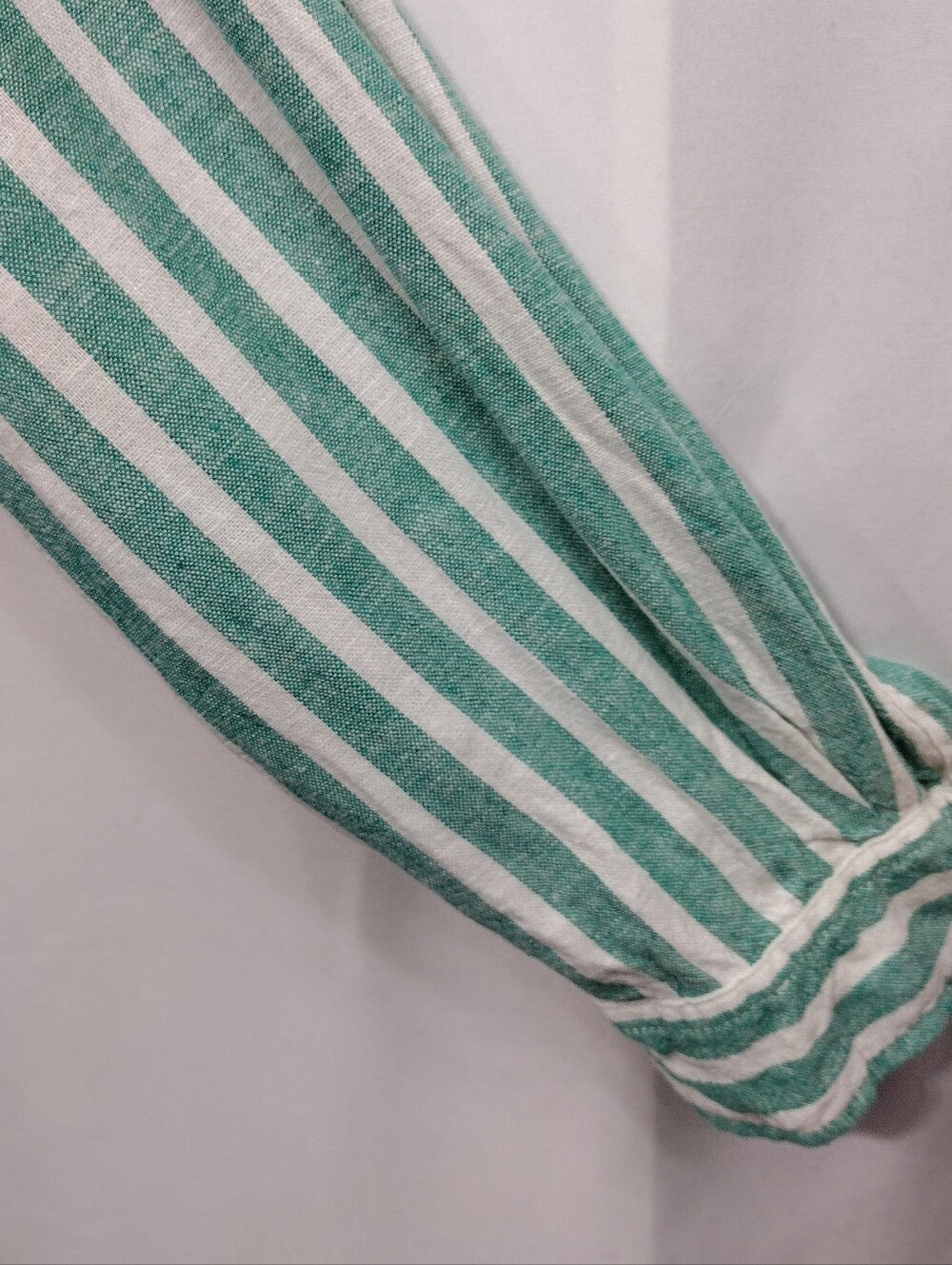 Universal Thread Linen Stripe Button-Down Shirt Womens XXL Green White Office - Picture 3 of 8